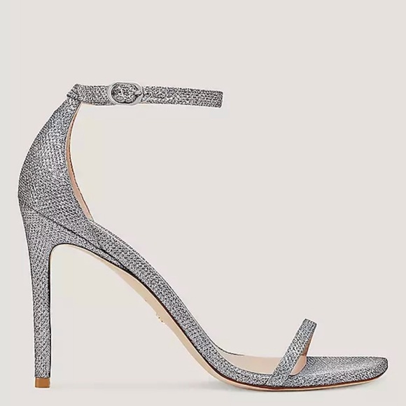 NWT Stuart Weitzman Nudistcurve 100 in Silver/New Noir 38.5 - Picture 1 of 5